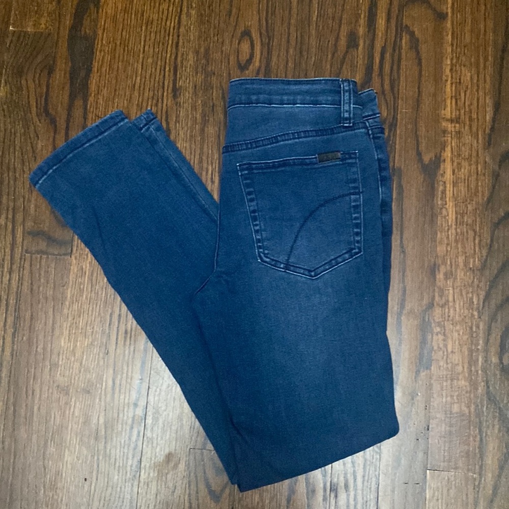 Boys blue denim Joe's jeans. Straight leg has stretched to the jeans.